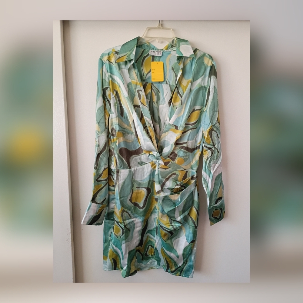 Stylish Green Patterned Women's Dress